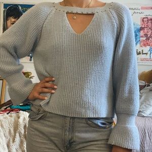 Light blue sweater with collar embellishments!
